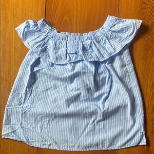 LOFT Light Blue and White Striped Top